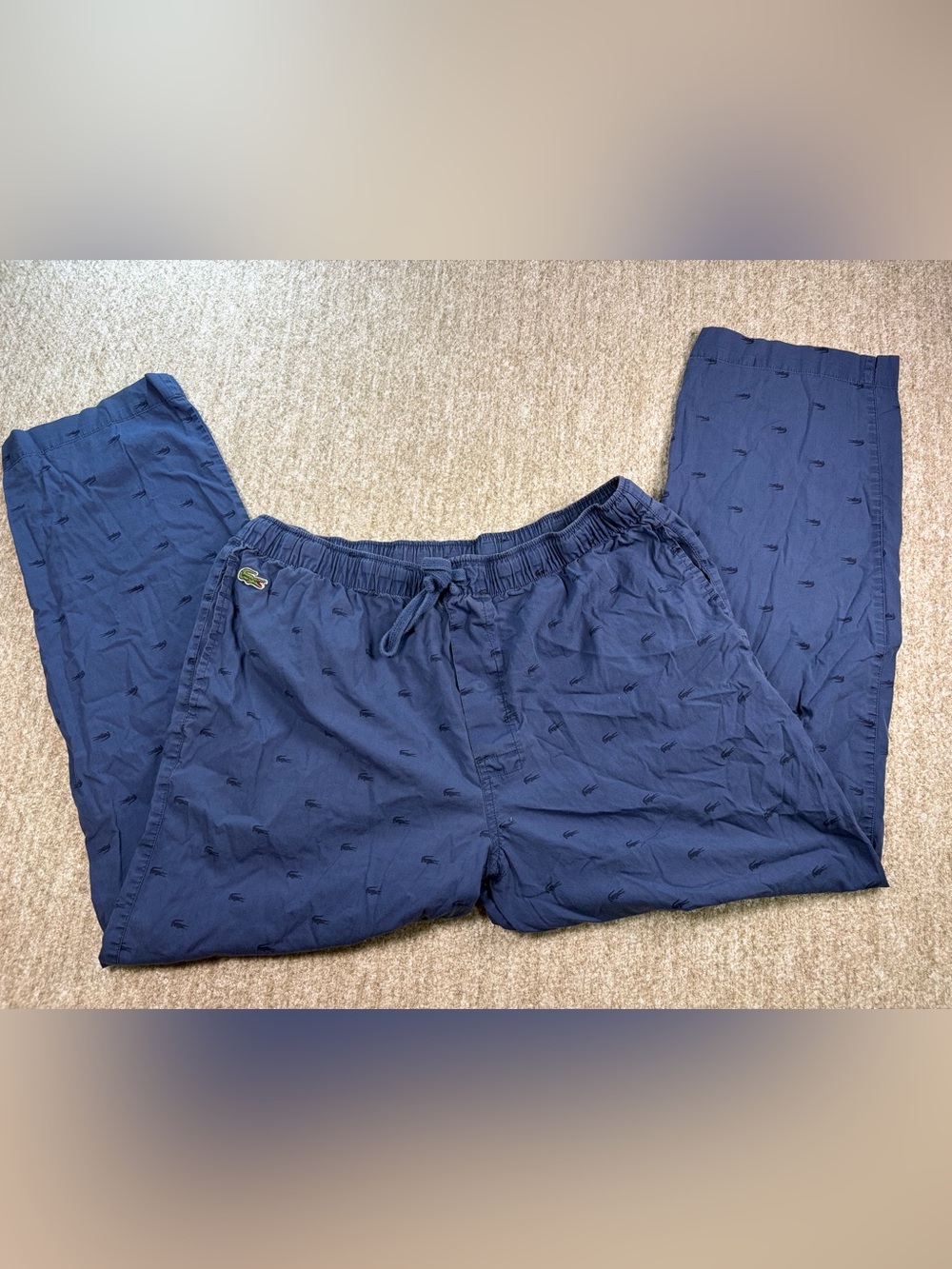 Lacoste Men’s Navy Drawstring Sleepwear pants with Subtle Logo